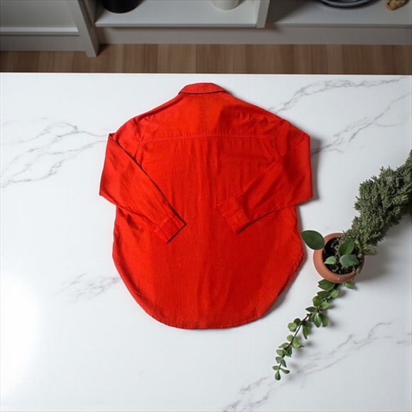 ASOS DESIGN Womens Orange Linen Blend Button Down Long Sleeve Shirt Top Size 2 - Picture 4 of 7